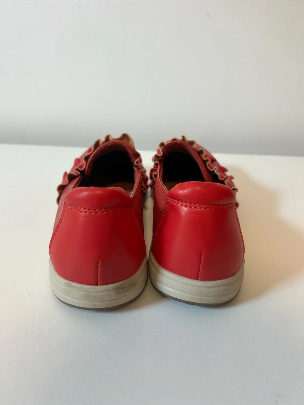 Earth Origins Red Ruffle Slip-On Flats